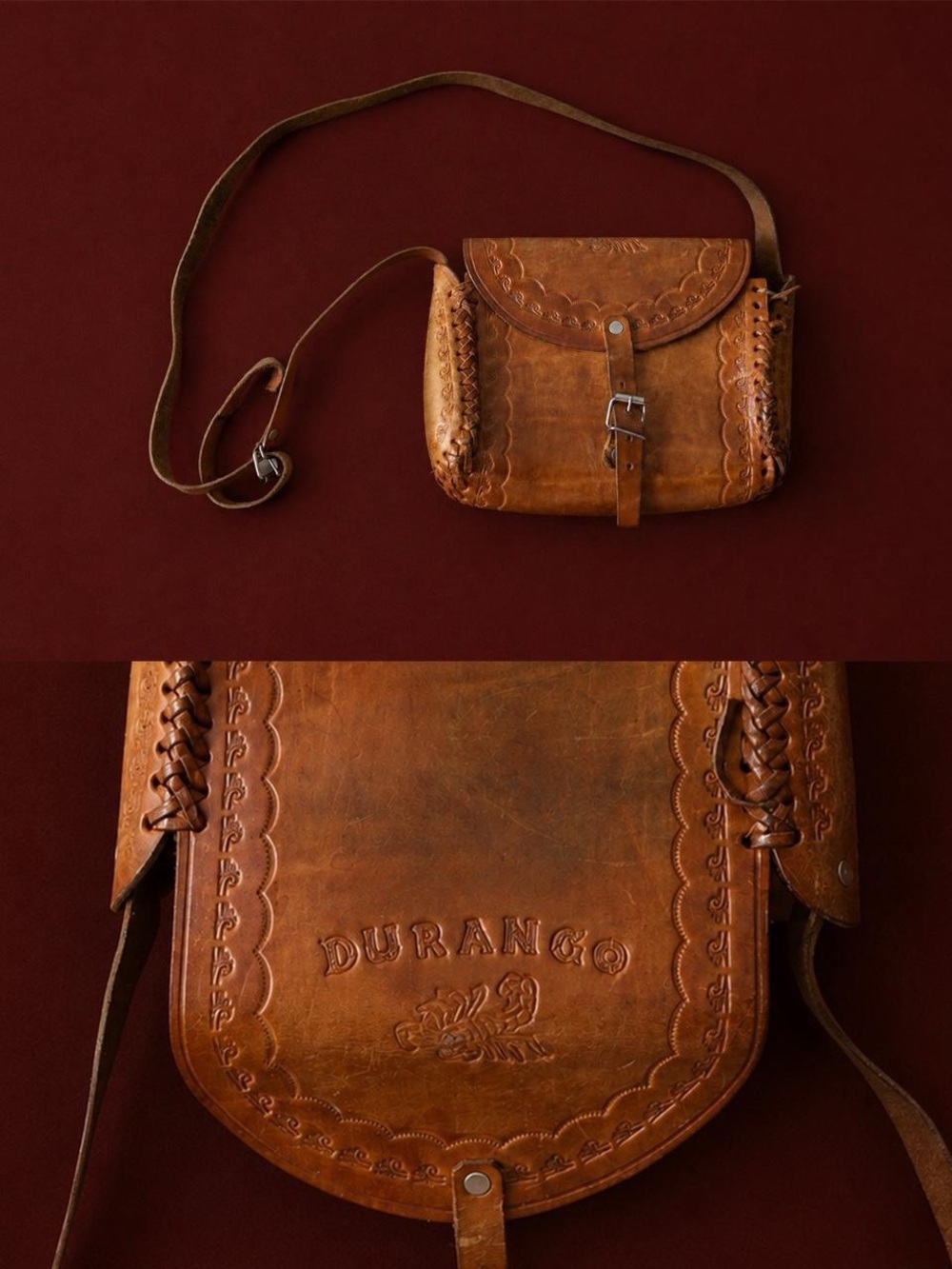 Vintage Durango embossed leather crossbody bag 🤎